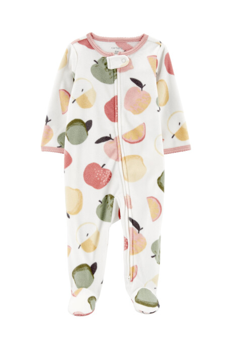 Pijama una pieza de micropolar con pie y diseño frutas 0