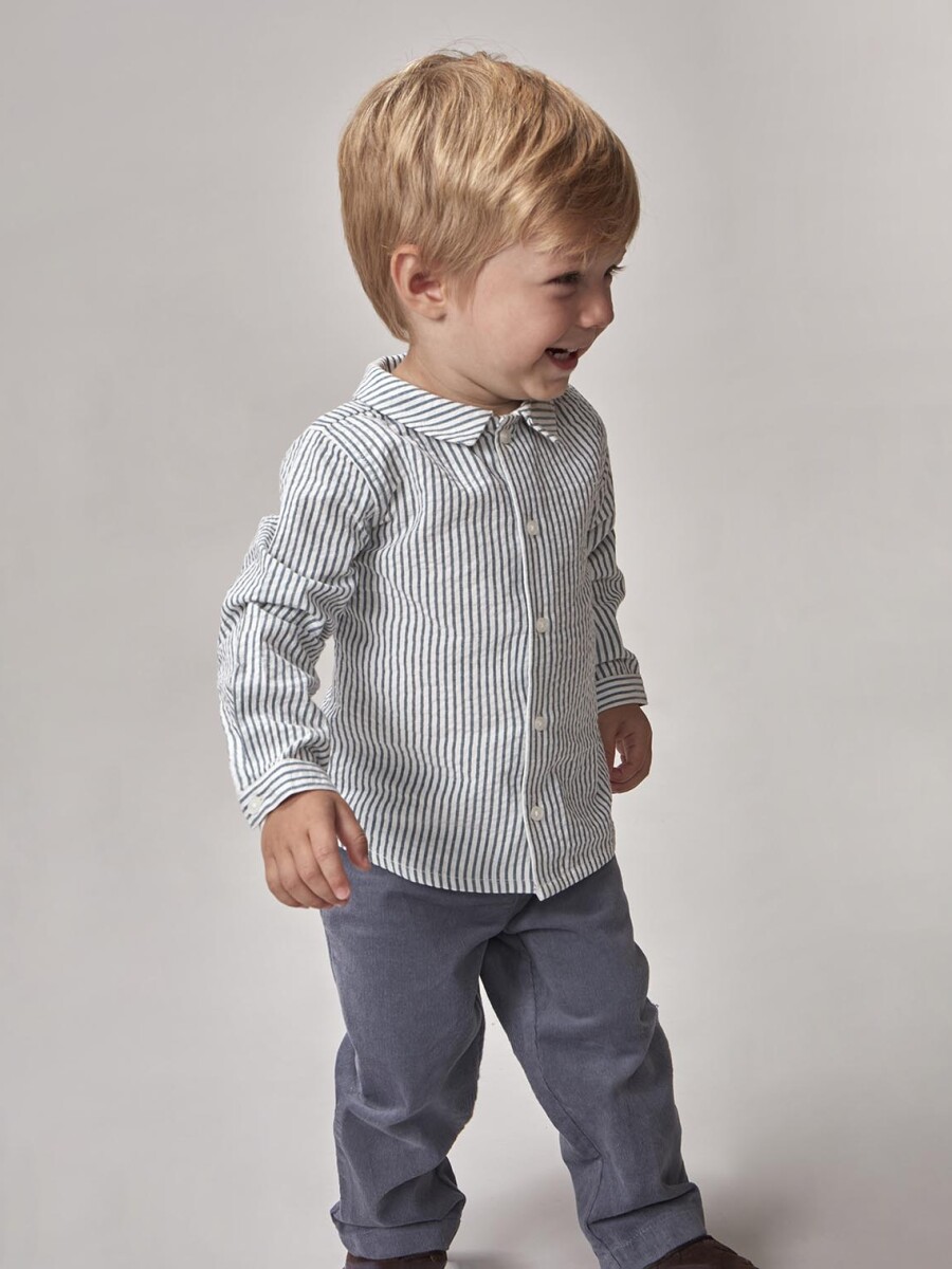 Pantalon Largo De Pana Gris Azulado