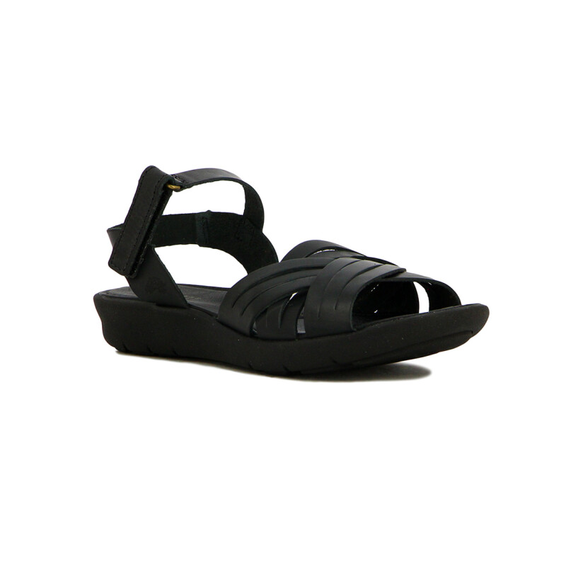 Country Sandalia Dama Casual Cuero Tiras Combinada Cruzadas Negro