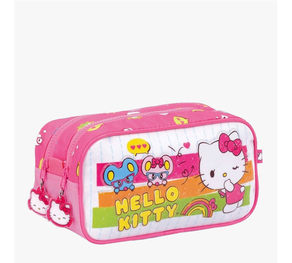Cartuchera Hello Kitty 2 cierres Rosa/Blanco/Fucsia