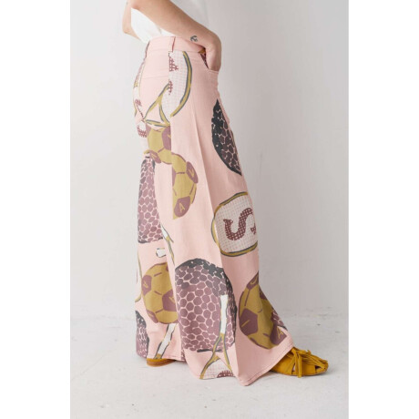 Pantalon Wide Xl Print Team Macros Rosa