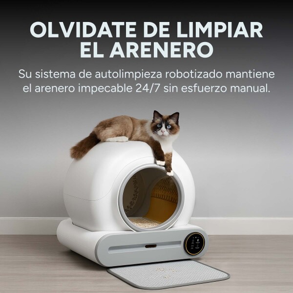 Arenero Sanitario Inteligente Gato Autolimpiante Wifi Remoto Color Blanco Gris