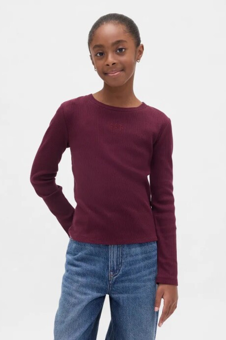 Remera Ribbed Niña Tuscan Red