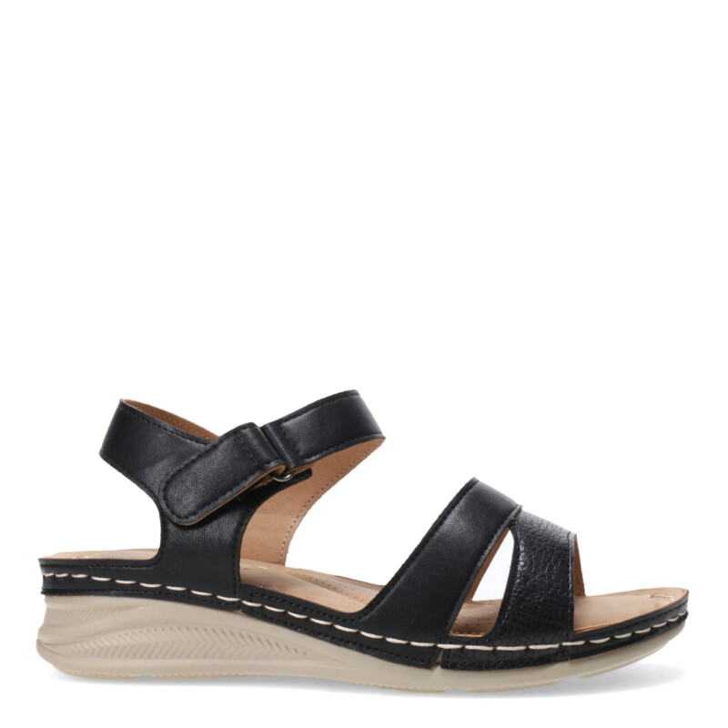 Sandalia de Mujer Lady Confort COPER con materiales combinados y tobillera con velcro Negro