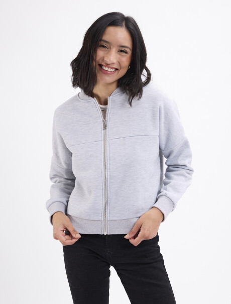 Campera felpa bomber gris