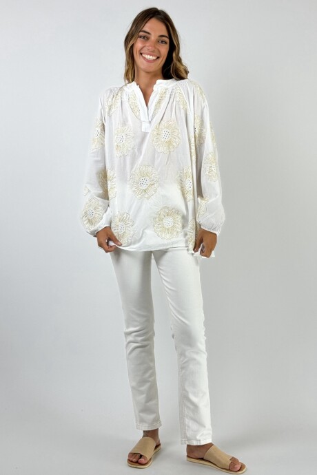 BLUSA FLOR Blanco