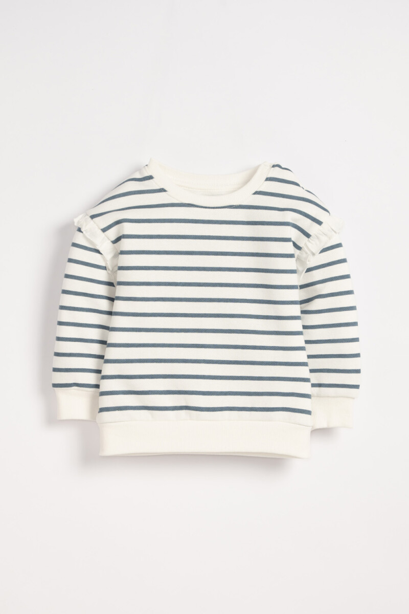 Buzo deportivo con volados Rayas Azul Y Blanco