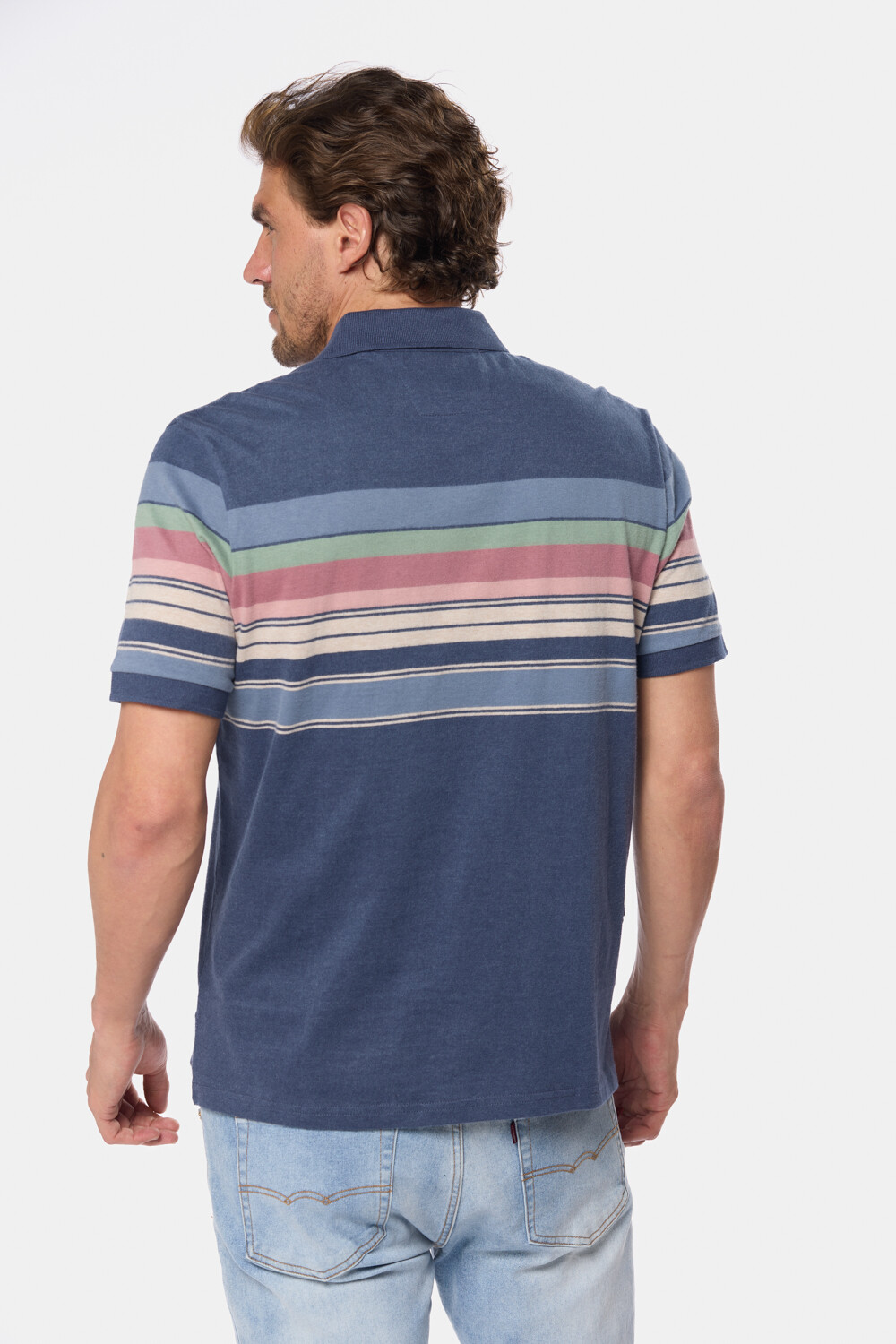 REMERA POLO RAYADA Azul