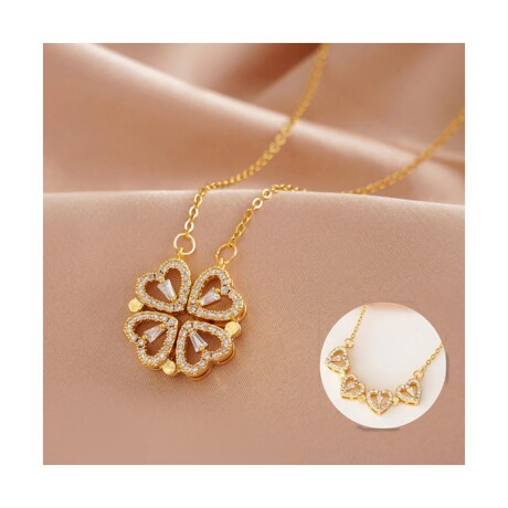 COLLAR TREBOL DE CORAZONES DORADO MAGNETICO DORADO