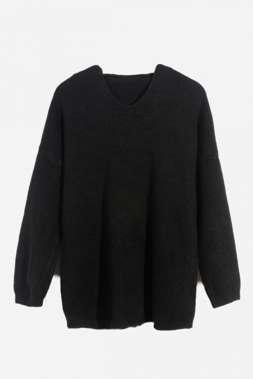 Sweater oversized con gorro negro