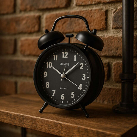 Reloj despertador retro metálico con doble campana 10*17 Negro
