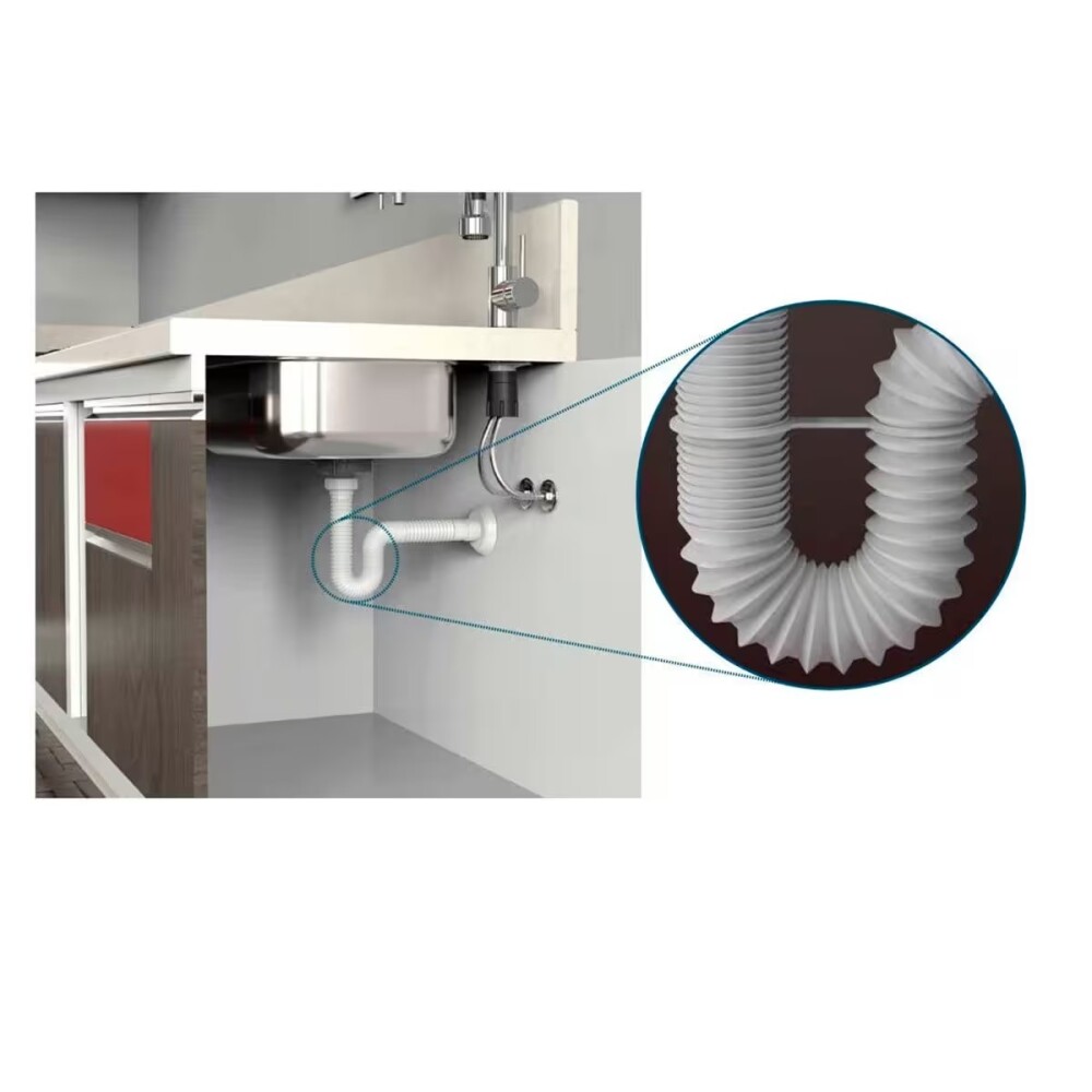 Sifón plástico universal corrugado Blukit blanco Sifón Plástico Universal Corrugado Blukit Blanco