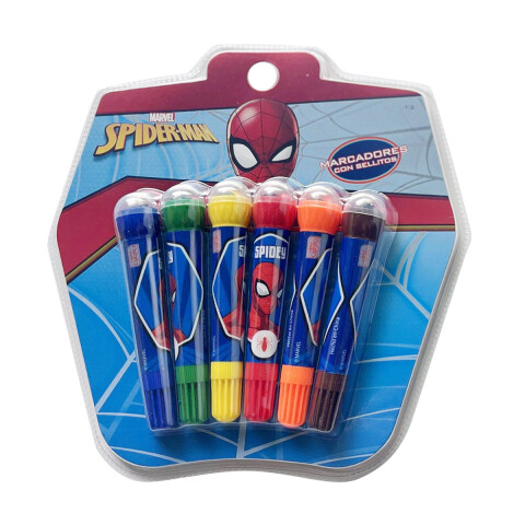 Pack x 6 Marcadores Colores con Sellos Spiderman U