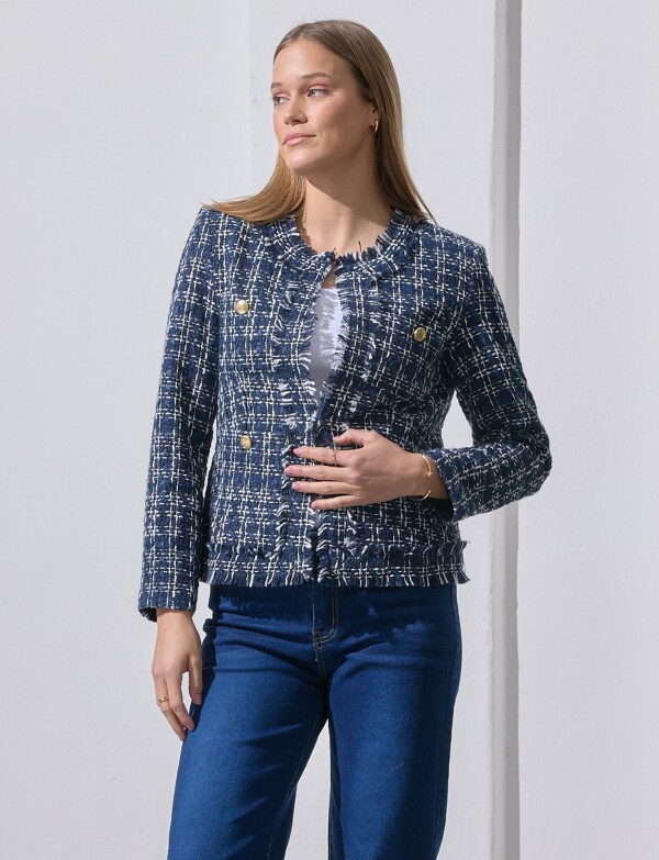 Chaqueta Boucle AZUL/BLANCO