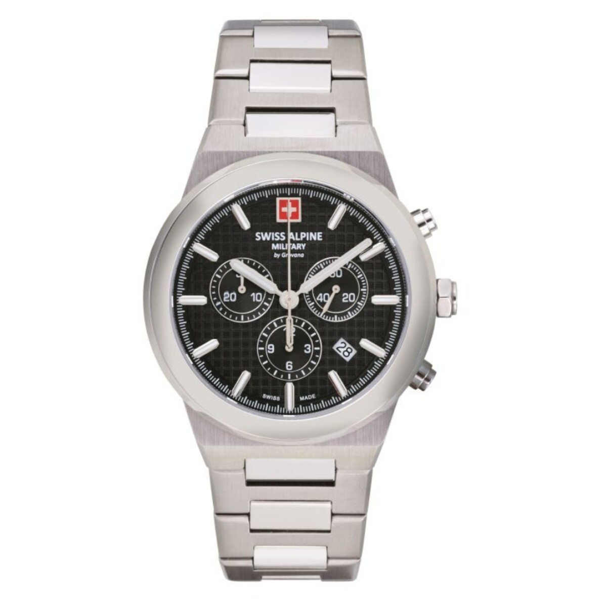 Reloj Swiss Alpine Military Pioneer 7048.9137 para hombre con correa de acero - Negro 