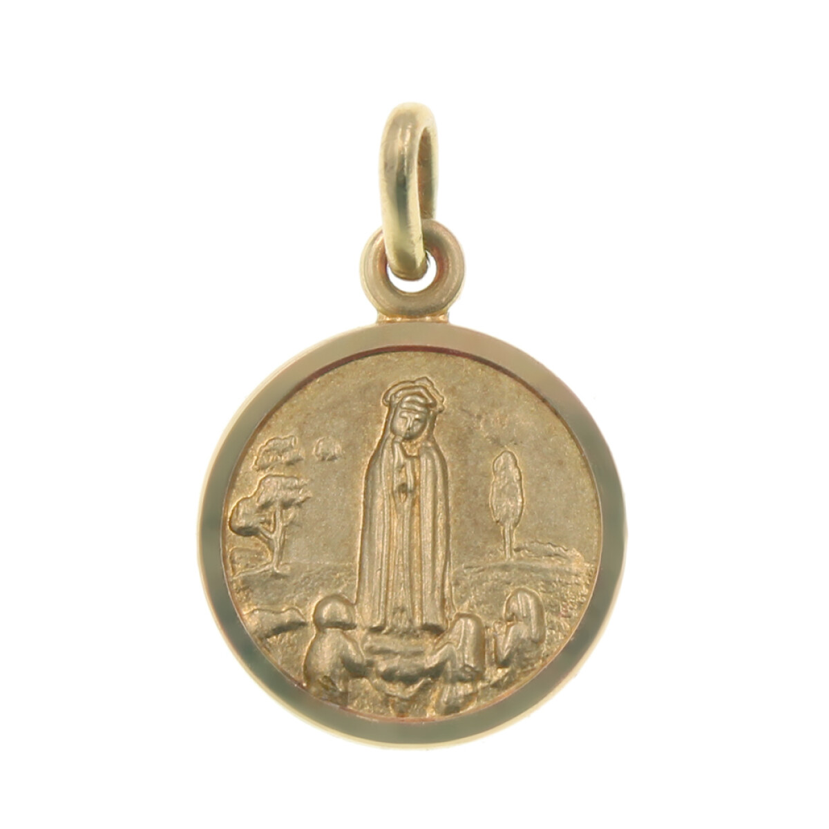 Medalla religiosa de oro amarillo 18k - Virgen de Fátima 