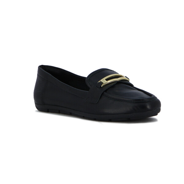 Comfortflex Zapato Mocarin Cuero C/ Hebilla De Dama Negro