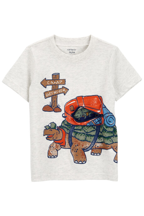 Remera de algodón manga corta estampa tortuga Sin color