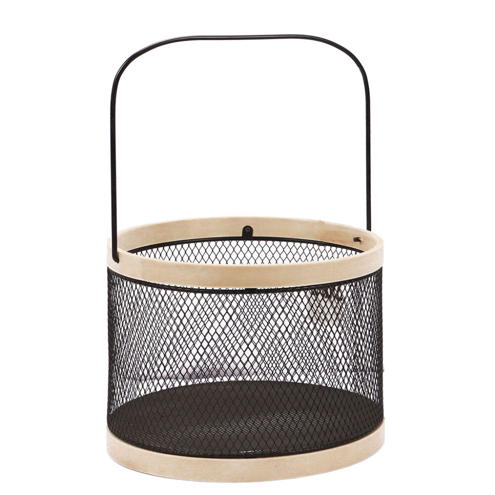 Cesto C/Asa Metal Gris/Natural. CESTO C/ASA METAL GRIS/NATURAL.