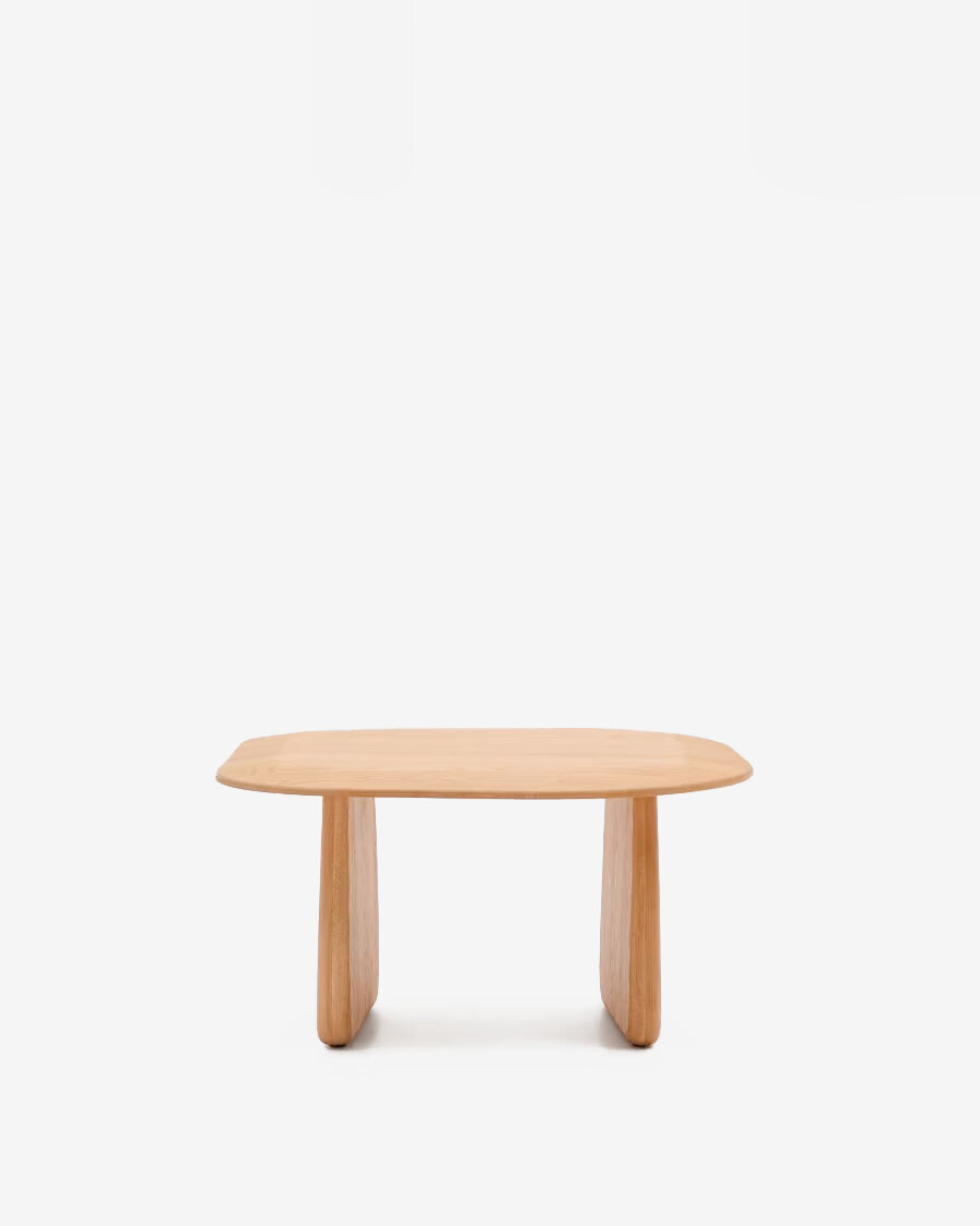 Mesa auxiliar Pirita de madera maciza de roble con acabado natural 70,6 x 70 cm FSC 100%