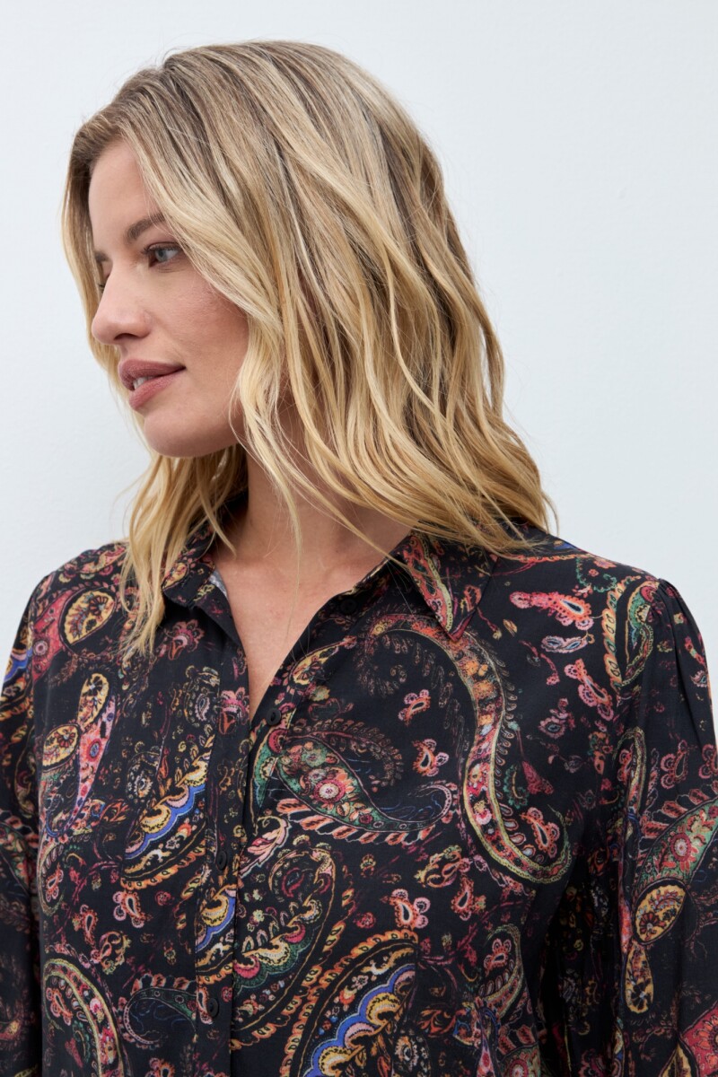 Camisa estampada boho negro