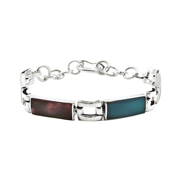 Pulsera Eslabón-Plata peruana-Piedras varias-PU3009 conpiedra