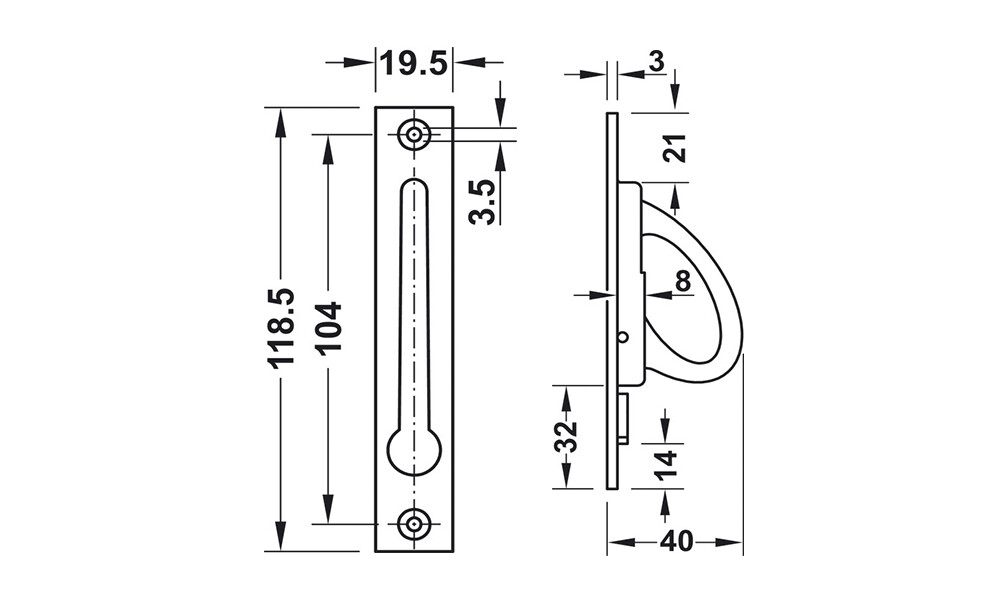 Tirador embutido p/puerta pocket 911.26.246 Tirador Embutido P/puerta Pocket 911.26.246