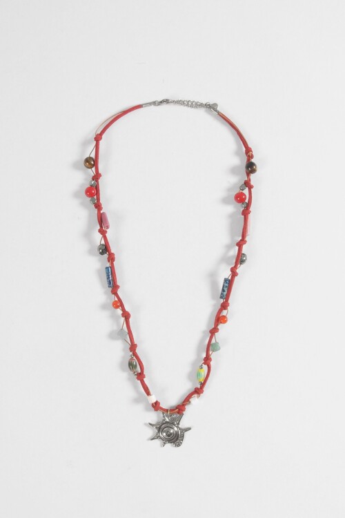 Collar cordón espiral acero plateado