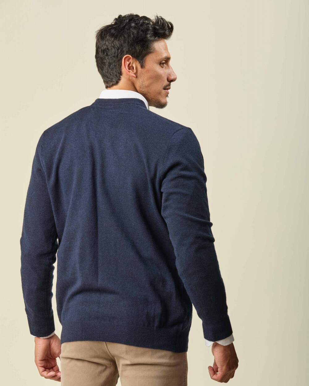 Buzo Lambswool Escote V Marino