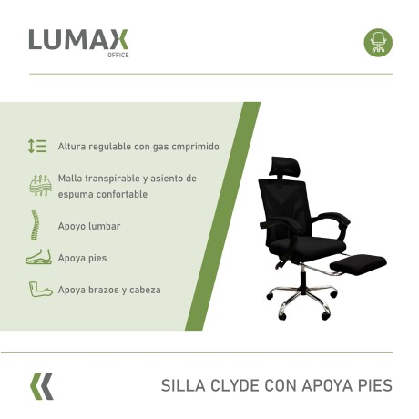 Silla Ejecutiva Ergonómica Lumax Modelo Clyde con Apoyapies Negro