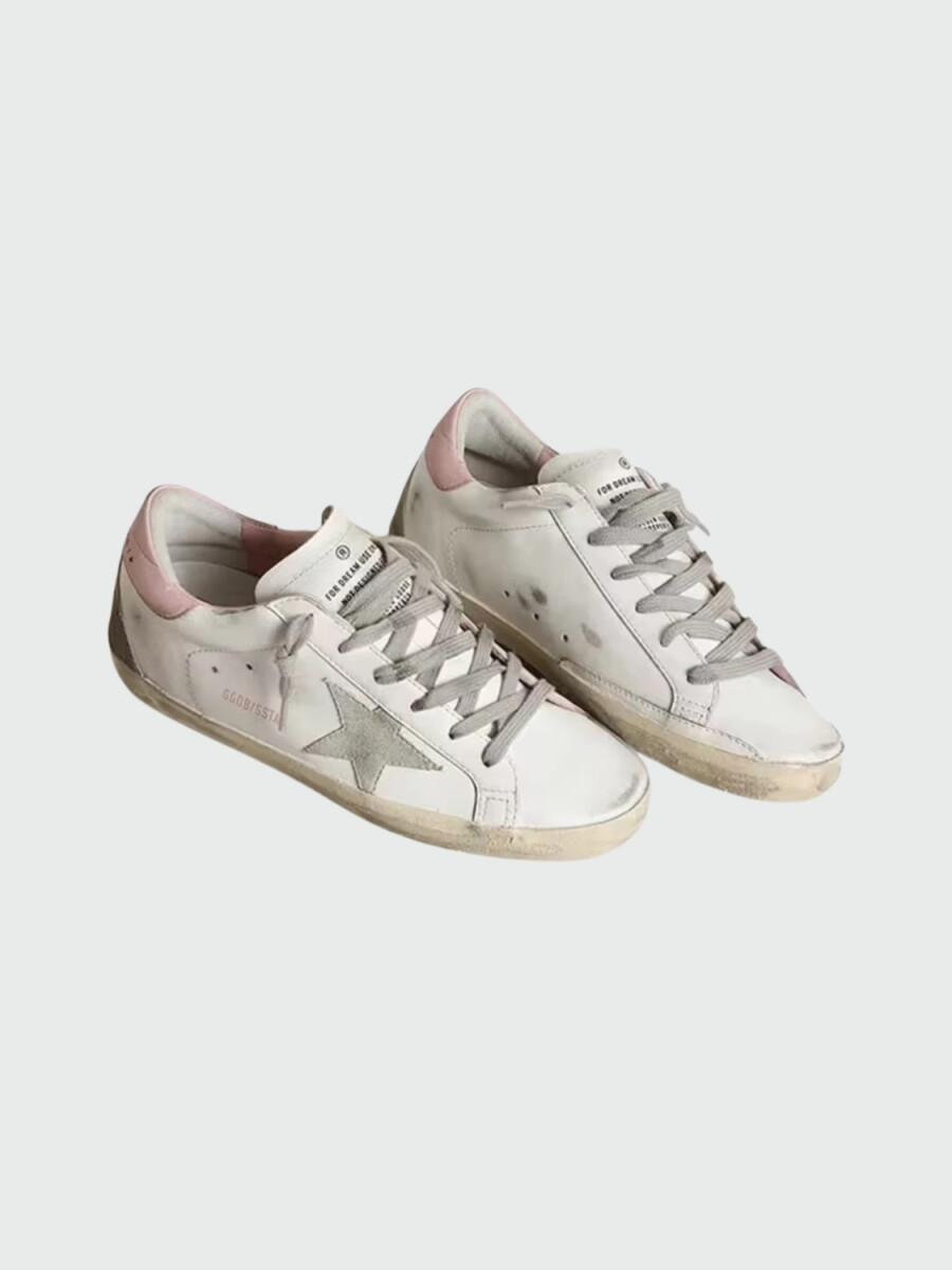 Golden Goose-Championes de cuero acordonados, Super Star - Blanco 