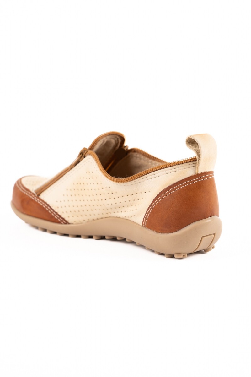 Zapato zipper calado Natural combinado
