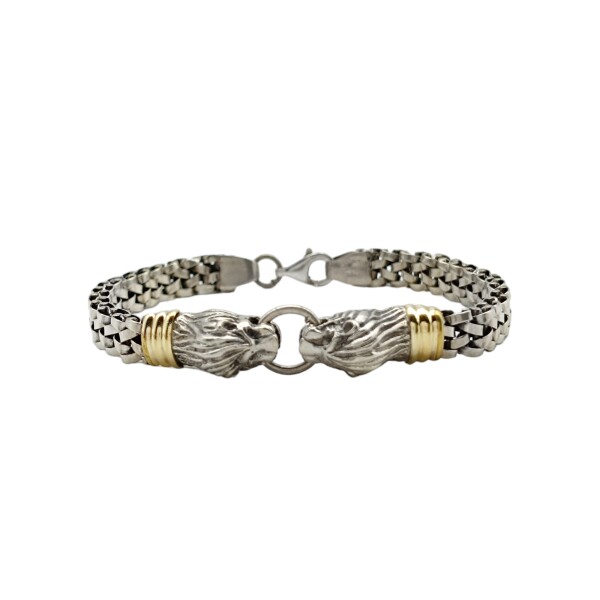 Pulsera Leones-Plata y Oro-Sin piedra-PU5067 sinpiedra