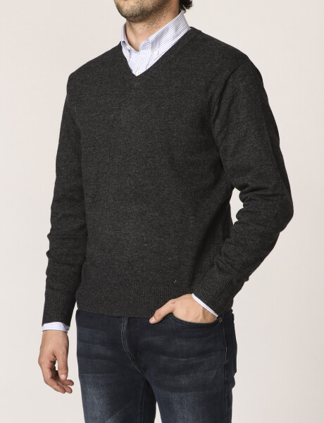 Sweater V Harrington Label Gris Oscuro