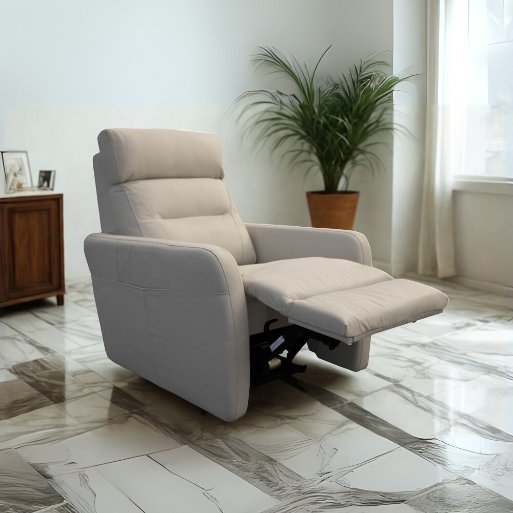 Butaca Reclinable - Eléctrica 100% de cuero - Virgina Beige
