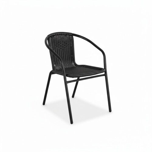 Silla Símil ratán y acero clásica Negro