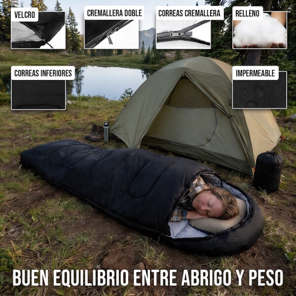 Sobre Saco Bolsa Dormir 2 M Capucha Aislante Camping Caza IMBACK Color Negro Sobre Saco Bolsa Dormir 2 M Capucha Aislante Camping Caza IMBACK Color Negro