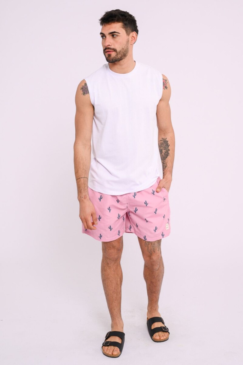 Short de baño estampado Rosa
