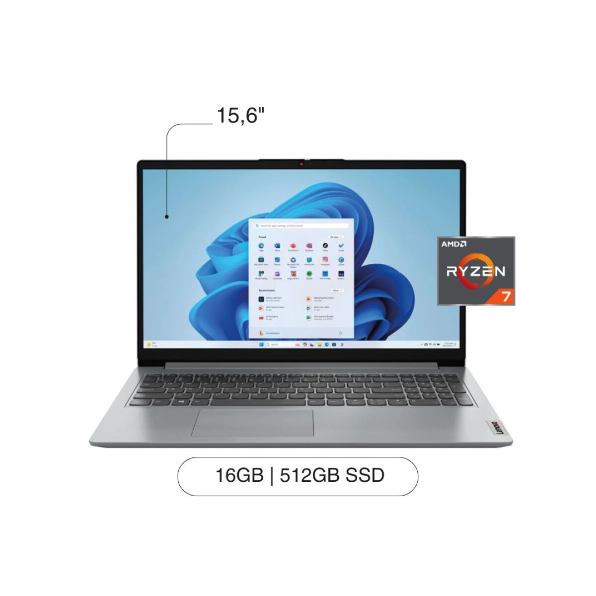 Notebook LENOVO IP 1 15.6'' FHD 512GB SSD / 16GB Ryzen 7 W11 - Silver 