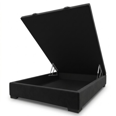 Base Box Baul para Sommier Colchon - Estructura Madera Maciza - Negro 138 x 188 x 35 cm