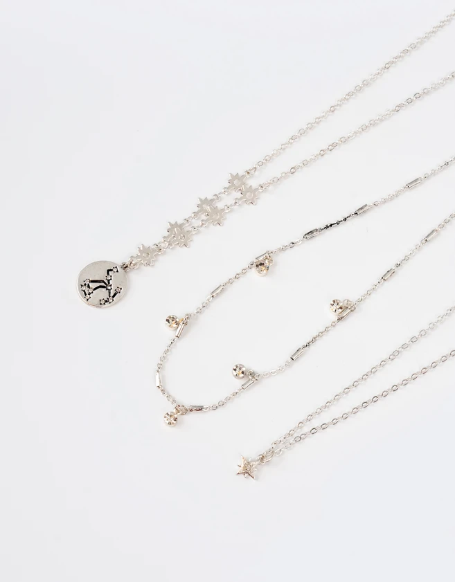 Collares Cortos Bañada en Plata Set De Collares Bañados En Plata - Plateado