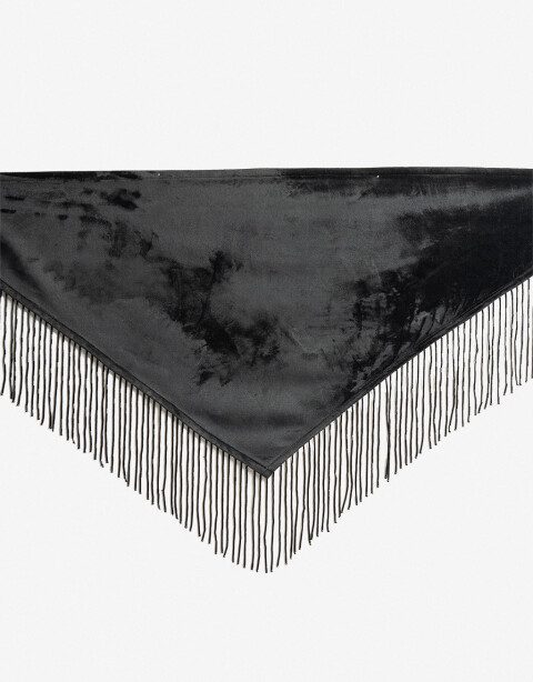 Pañuelos Raso Pañuelo Con Flecos - Negro