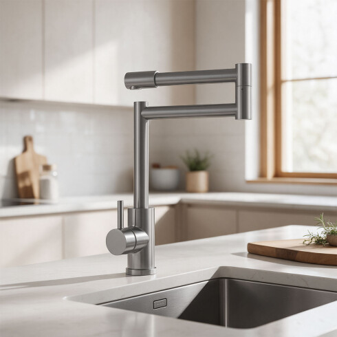 Grifo De Cocina De Mesada De Acero Inoxidable 35Mm Viseu GRIS-BRUSHED NICKEL