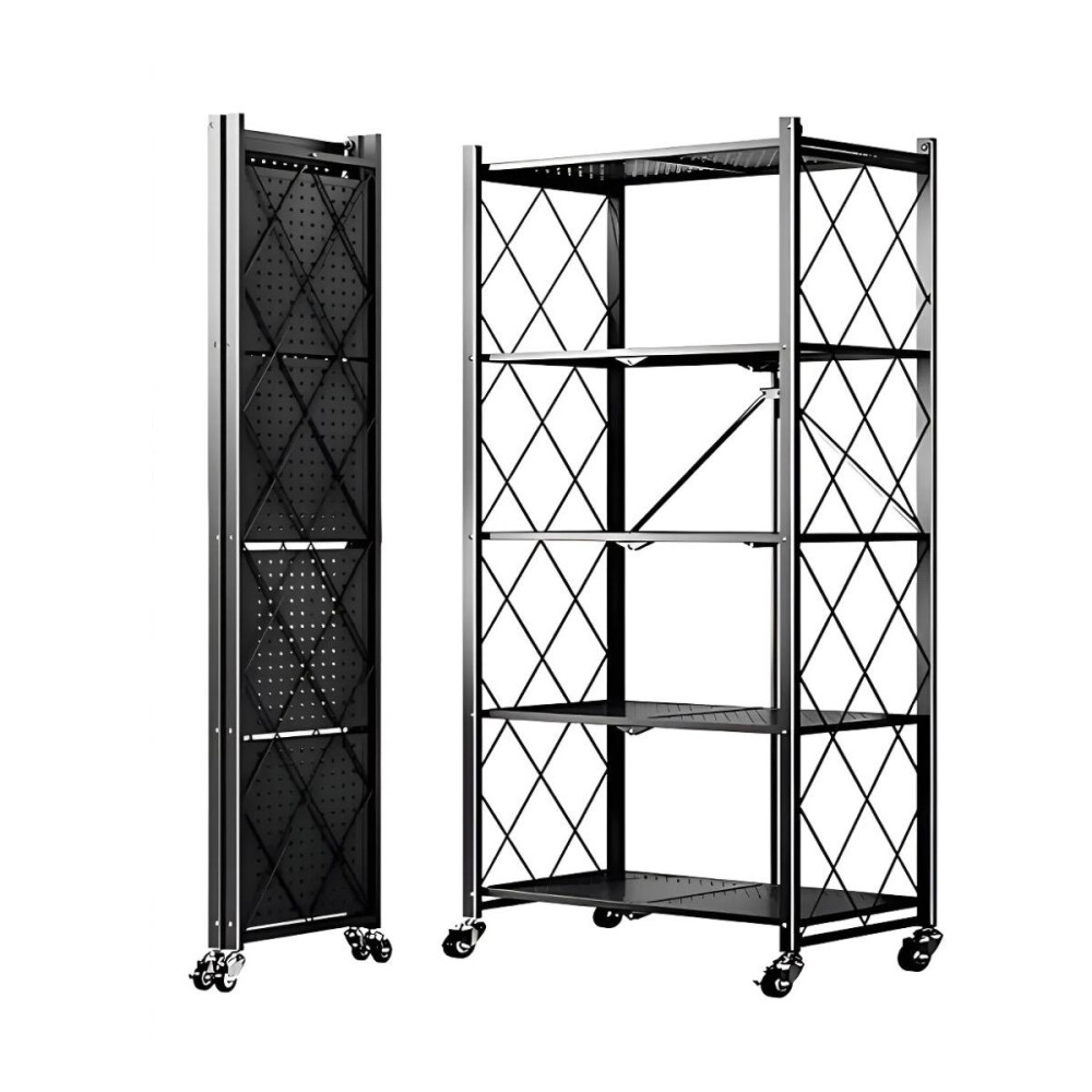 Estantería 5 Niveles Metal Minimalista Plegable 1.55m Negro