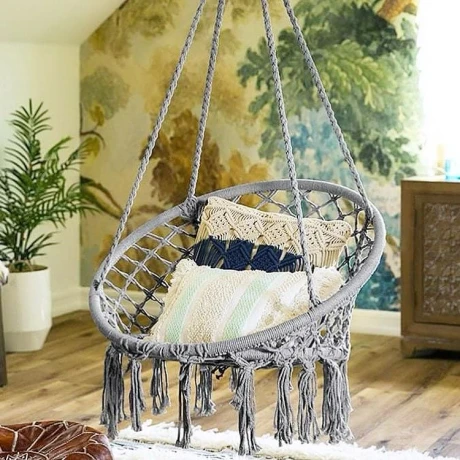Silla Colgante Gris Algodón Dream Ø 95cm Silla Colgante Gris Algodón Dream Ø 95cm