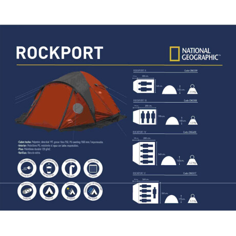 Carpa National Geographic Rockport V para 5 Personas C/Sobretecho Carpa National Geographic Rockport V para 5 Personas C/Sobretecho