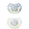 Set x2 chupete fisiologico Suavinex 6 a 18M cuadrille nocturno celeste