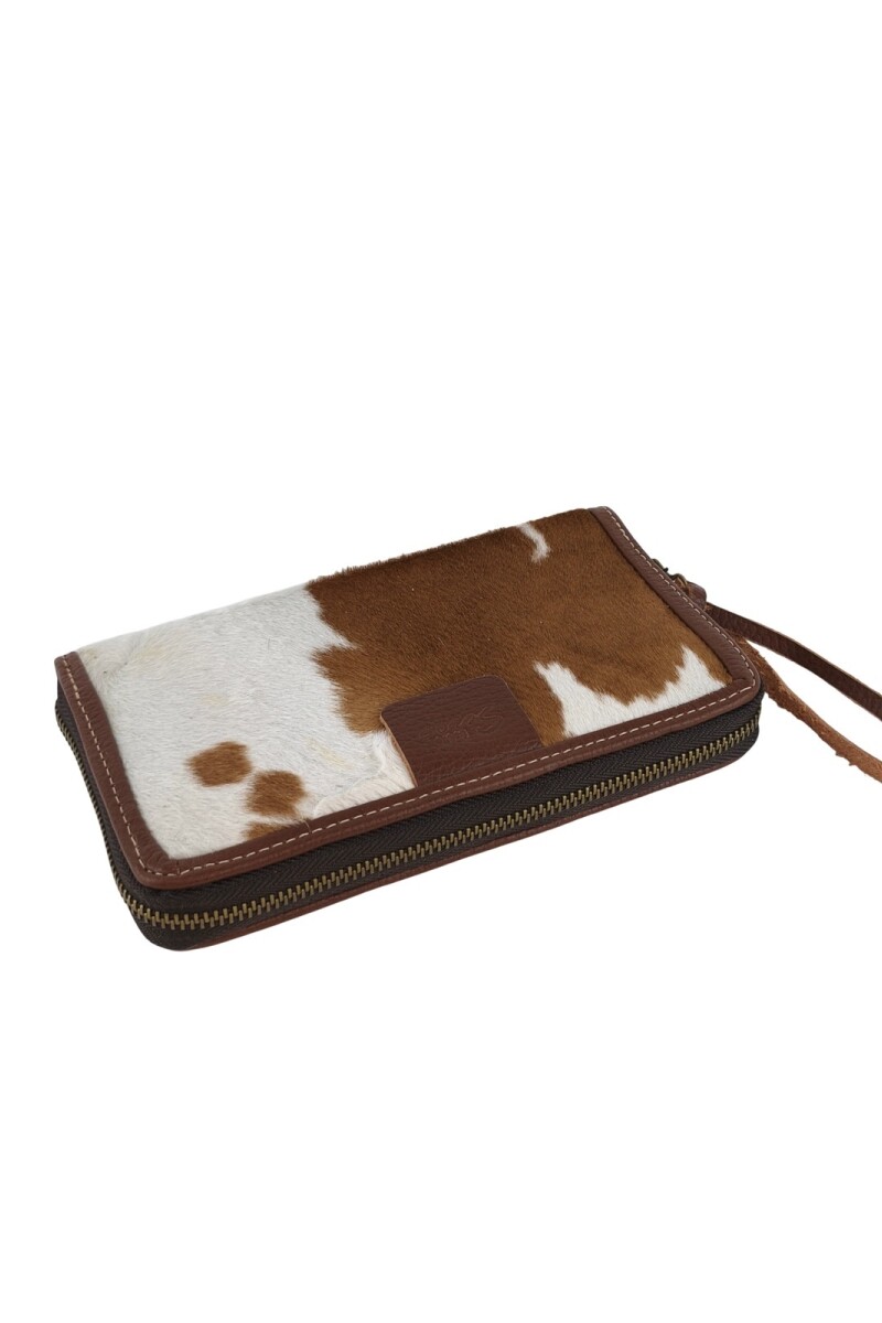 Monedero de piel genuina Marrón claro