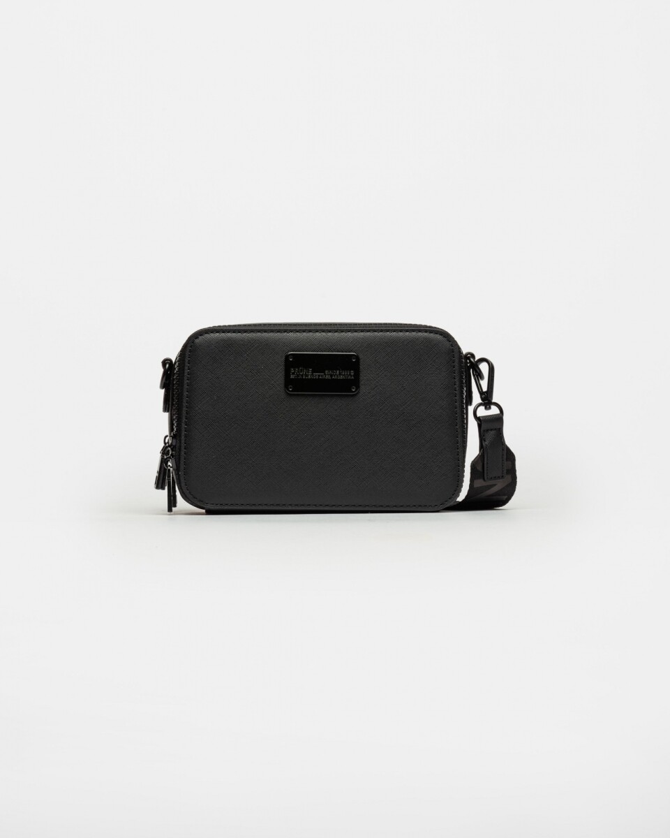 Bandolera New Penny en efecto cuero zaffiano - Negro 