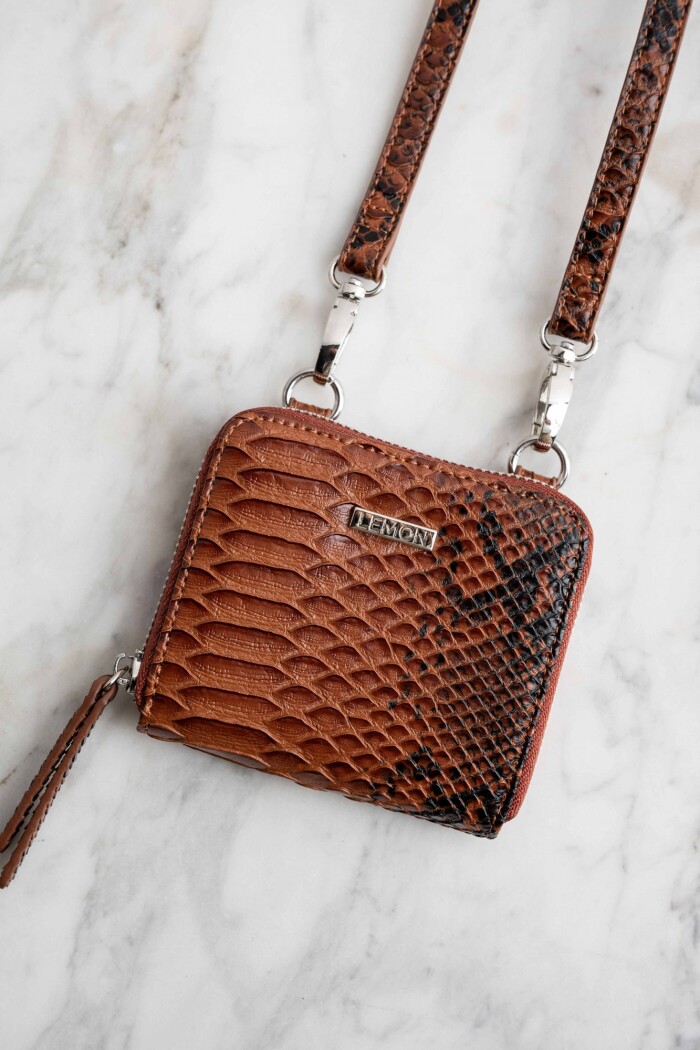 Billetera Snake Texturado Marron